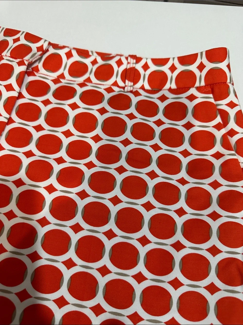 Michael Kors Red and White Circle-Print Skirt